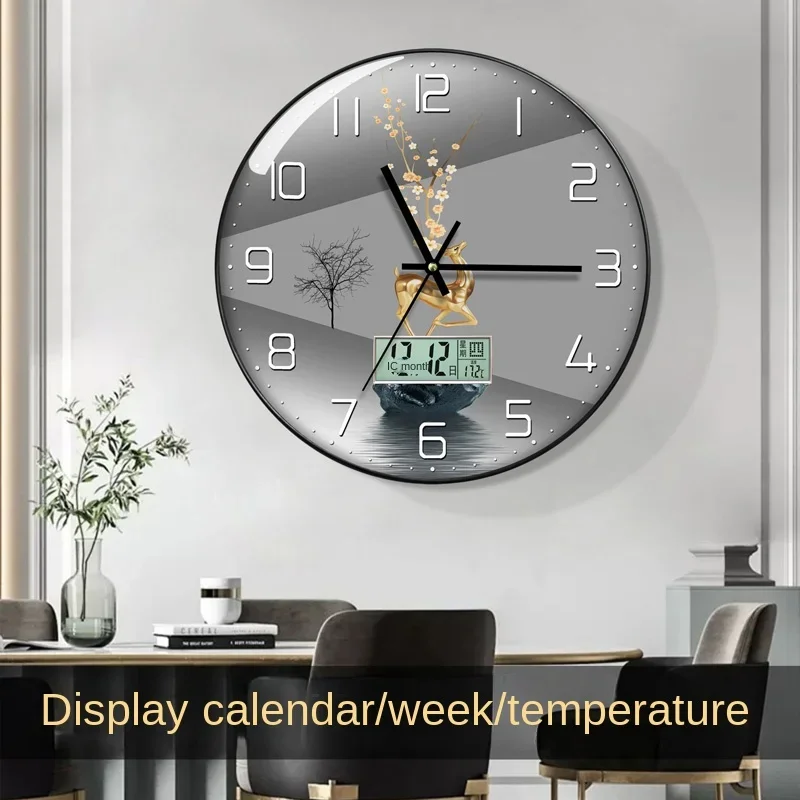 Luxury Lifestyle Watches - นาฬิกานาฬิกาแขวนห้องนั่งเล่นพร้อมปฏิทินบ้านแฟชั่นโมเดิร์นนาฬิกาผนัง 2023 สไตล์ใหม่นาฬิกาปิดเสียงหรูหรา