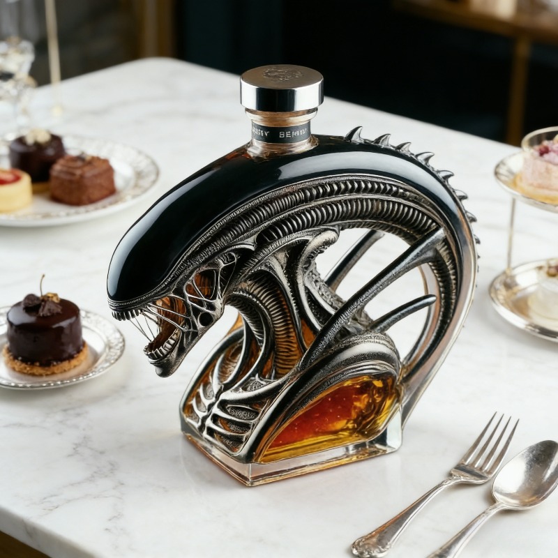 Glass Decanter Whiskey - ขวดเหล้ารูปทรงเอเลี่ยนเซโนมอร์ฟ ขวดแก้วธีมไซไฟสำหรับตกแต่งบาร์และเป็นของขวัญ