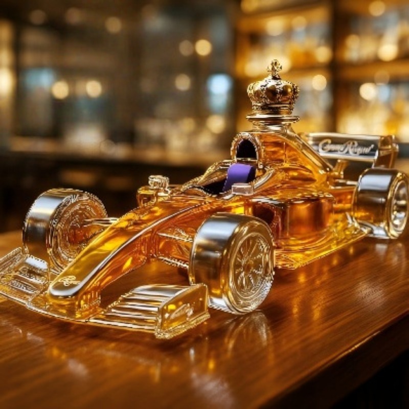 Glass Decanter Whiskey - ขวดเหล้าวิสกี้รูปทรงรถแข่ง ดีไซน์สร้างสรรค์และเป็นเอกลักษณ์ ขวดแก้วประดับมงกุฎ เหมาะสำหรับผู้ที่ชื่นชอบบรั่นดี