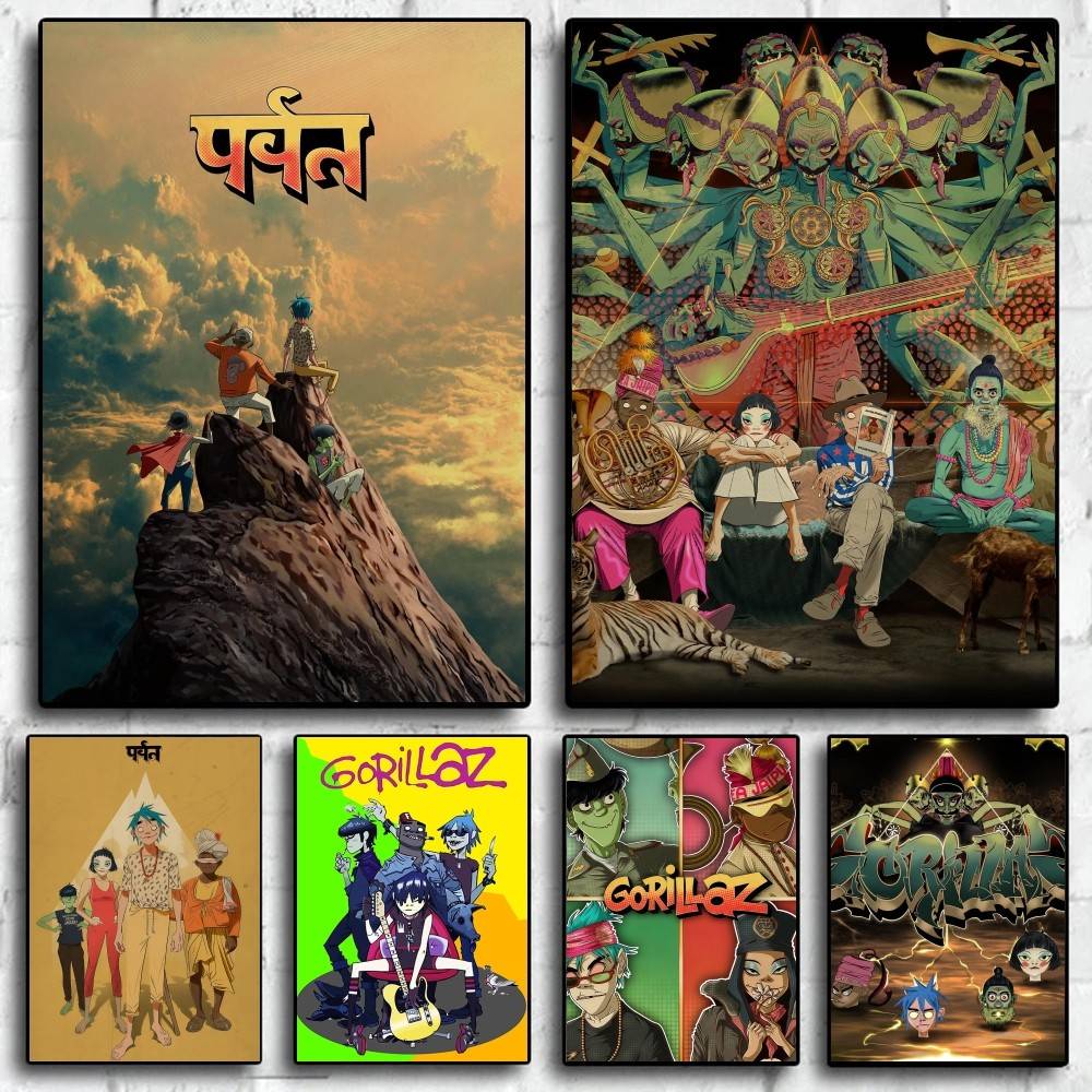Luxury Lifestyle Wallpaper - สติกเกอร์โปสเตอร์แฟชั่นระดับไฮเอนด์ วง G-gorillaz The Mountain สำหรับตกแต่งห้องนั่งเล่น