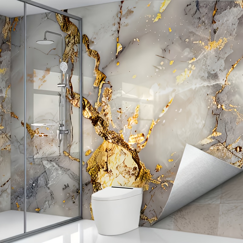 1 ม้วนวอลล์เปเปอร์ลายใบไม้สีทอ - Luxury Lifestyle Wallpaper บทวิจารณ์และราคา