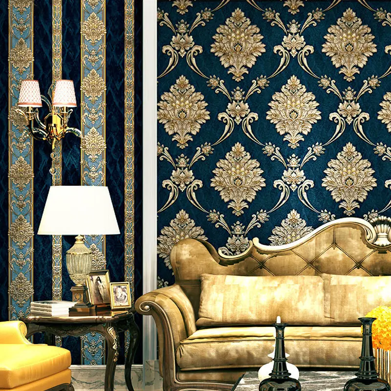 วอลเปเปอร์ลายดามัสก์สีน้ำเงินส - Luxury Lifestyle Wallpaper บทวิจารณ์และราคา