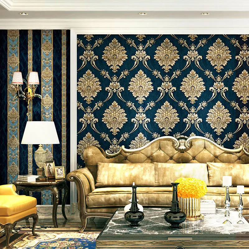 วอลเปเปอร์ลายดามัสก์สีน้ำเงินส - Luxury Lifestyle Wallpaper บทวิจารณ์และราคา