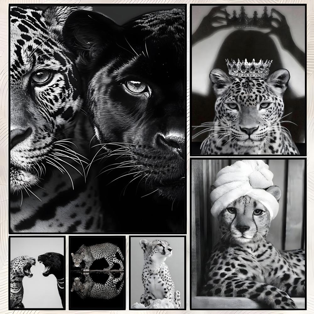 โปสเตอร์ลายเสือดาวขาวดำสุดหรู  - Luxury Lifestyle Wallpaper บทวิจารณ์และราคา