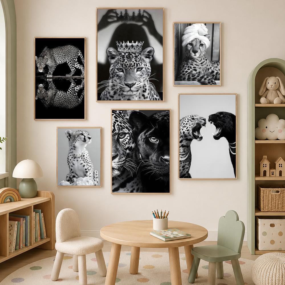 โปสเตอร์ลายเสือดาวขาวดำสุดหรู  - Luxury Lifestyle Wallpaper บทวิจารณ์และราคา