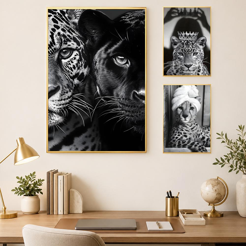 โปสเตอร์ลายเสือดาวขาวดำสุดหรู  - Luxury Lifestyle Wallpaper บทวิจารณ์และราคา