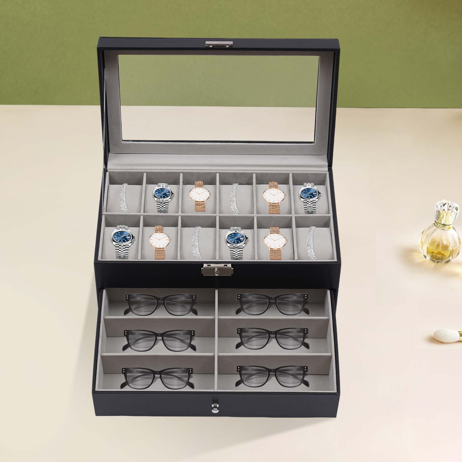 กล่องเก็บของแบบตั้งโต๊ะ 3 ชั้น - Velvet Jewelry Box บทวิจารณ์และราคา